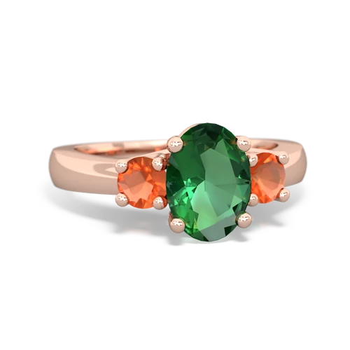 lab emerald-fire opal timeless ring