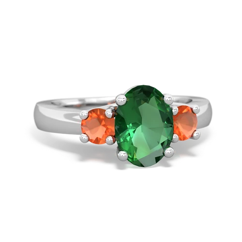 lab emerald-fire opal timeless ring