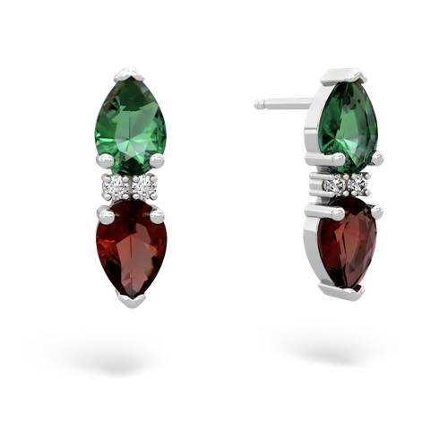 lab emerald-garnet bowtie earrings