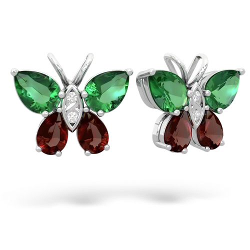 lab emerald-garnet butterfly earrings
