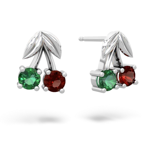 lab emerald-garnet cherries earrings