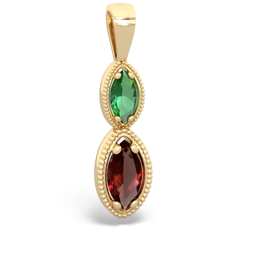 Lab Emerald Lab Created Emerald with Genuine Garnet Antique-style Halo pendant Pendant