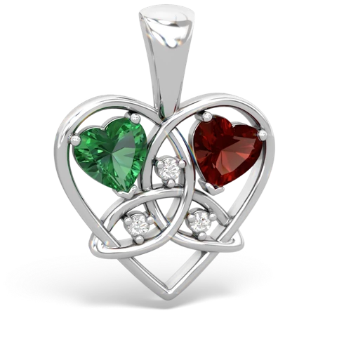 Lab Emerald Lab Created Emerald with Genuine Garnet Celtic Trinity Heart pendant Pendant
