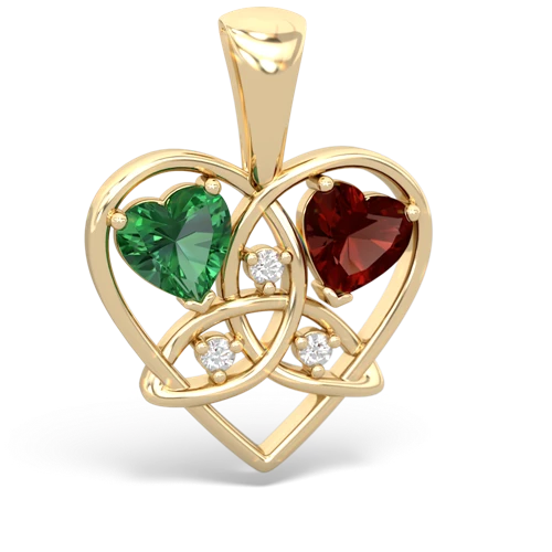 lab emerald-garnet celtic heart pendant