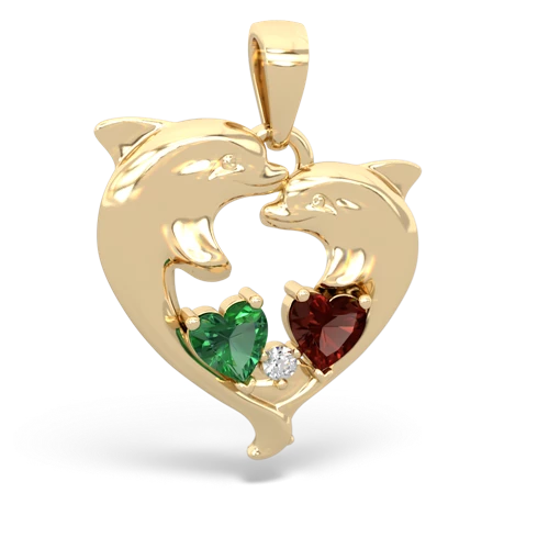 Lab Emerald Lab Created Emerald with Genuine Garnet Dolphin Heart pendant Pendant