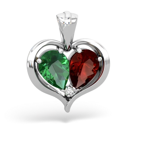 Lab Emerald Lab Created Emerald with Genuine Garnet Two Become One pendant Pendant