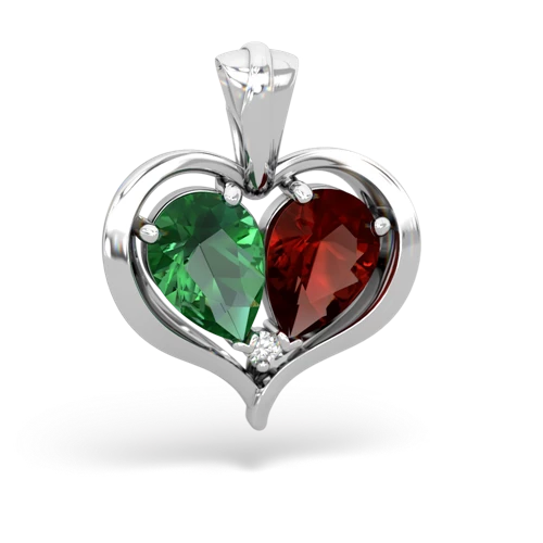 lab emerald-garnet half heart whole pendant