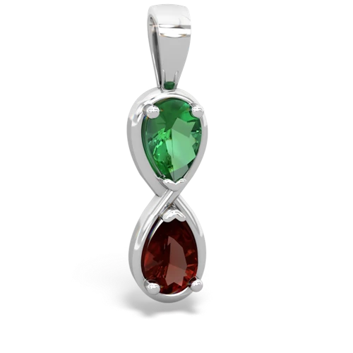lab emerald-garnet infinity pendant