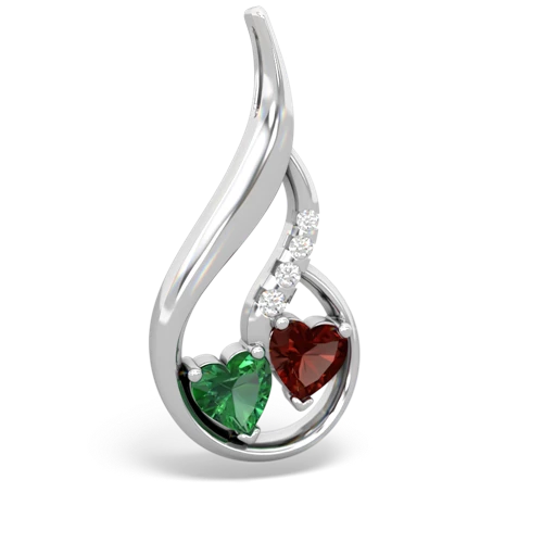 Lab Emerald Lab Created Emerald with Genuine Garnet Keepsake Curves pendant Pendant