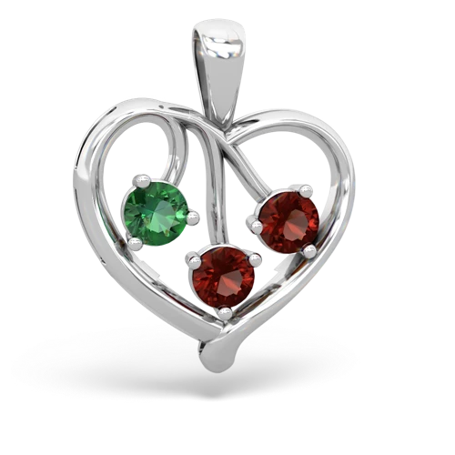 Lab Emerald Lab Created Emerald with Genuine Garnet and Genuine Opal Glowing Heart pendant Pendant