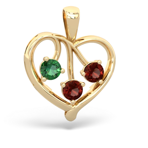 Lab Emerald Lab Created Emerald with Genuine Garnet and  Glowing Heart pendant Pendant
