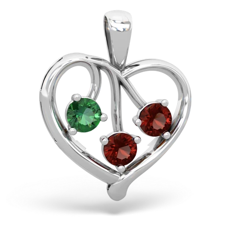 lab emerald-garnet love heart pendant