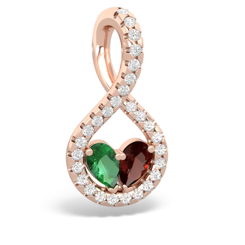 lab emerald-garnet pave twist pendant