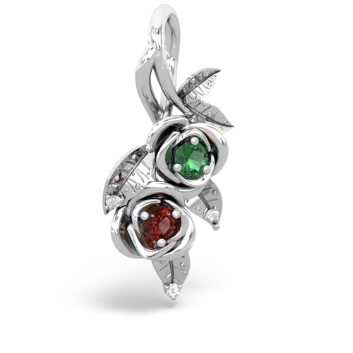 Lab Emerald Lab Created Emerald with Genuine Garnet Rose Vine pendant Pendant