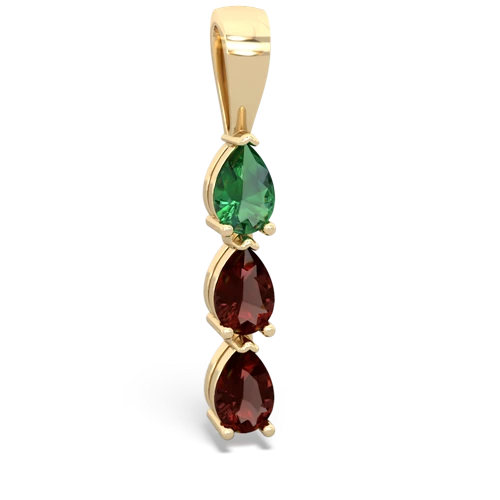 lab emerald-garnet three stone pendant
