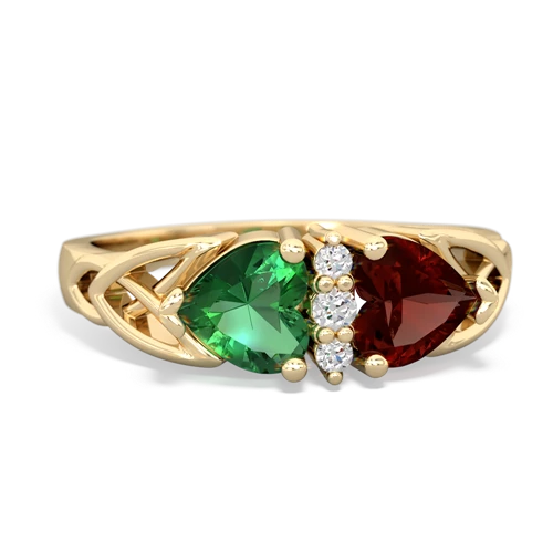 Lab Emerald Lab Created Emerald with Genuine Garnet Celtic Trinity Knot ring Ring