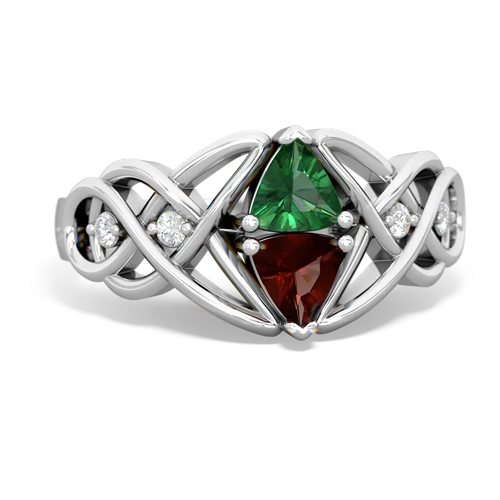 Lab Emerald Lab Created Emerald with Genuine Garnet Keepsake Celtic Knot ring Ring