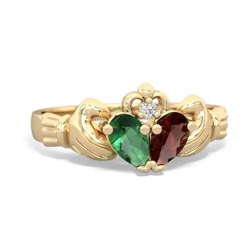 Lab Emerald Lab Created Emerald with Genuine Garnet Claddagh ring Ring