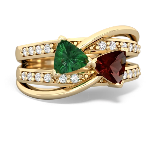 Lab Emerald Lab Created Emerald with Genuine Garnet Bowtie ring Ring