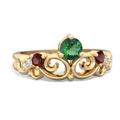 Lab Emerald Lab Created Emerald with Genuine Garnet and  Crown Keepsake ring Ring