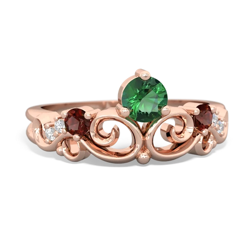 lab emerald-garnet crown keepsake ring