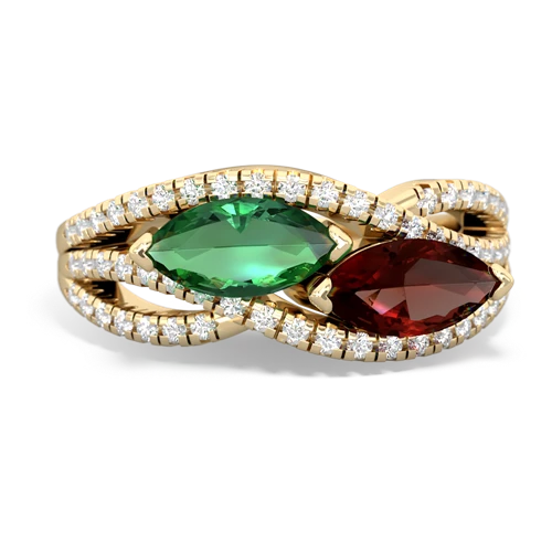 Lab Emerald Lab Created Emerald with Genuine Garnet Diamond Rivers ring Ring