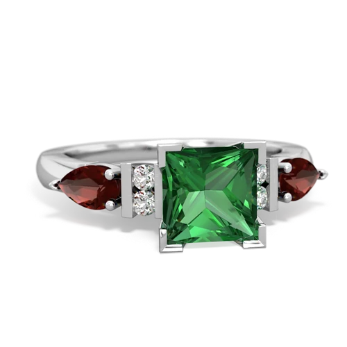 lab emerald-garnet engagement ring