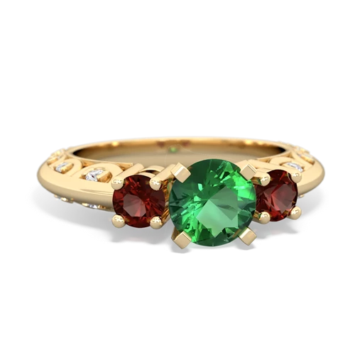 Lab Emerald Lab Created Emerald with Genuine Garnet Art Deco ring Ring
