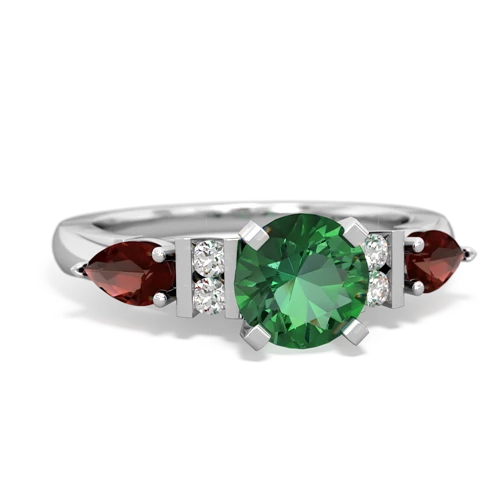 Lab Emerald Lab Created Emerald with Genuine Garnet and  Engagement ring Ring