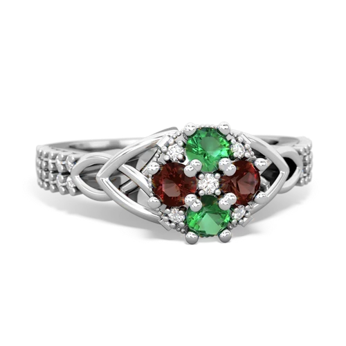 Lab Emerald Lab Created Emerald with Genuine Garnet Celtic Knot Engagement ring Ring
