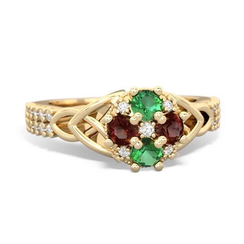 Lab Emerald Lab Created Emerald with Genuine Garnet Celtic Knot Engagement ring Ring