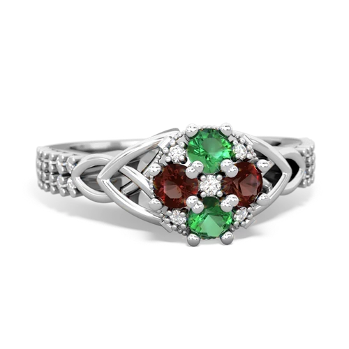 lab emerald-garnet engagement ring