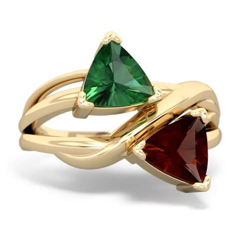 Lab Emerald Lab Created Emerald with Genuine Garnet Split Band Swirl ring Ring