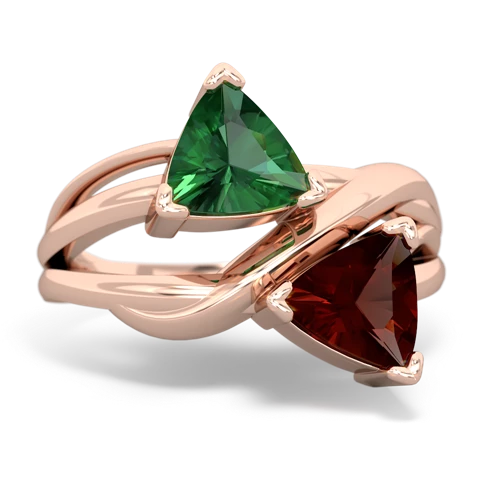 lab emerald-garnet filligree ring