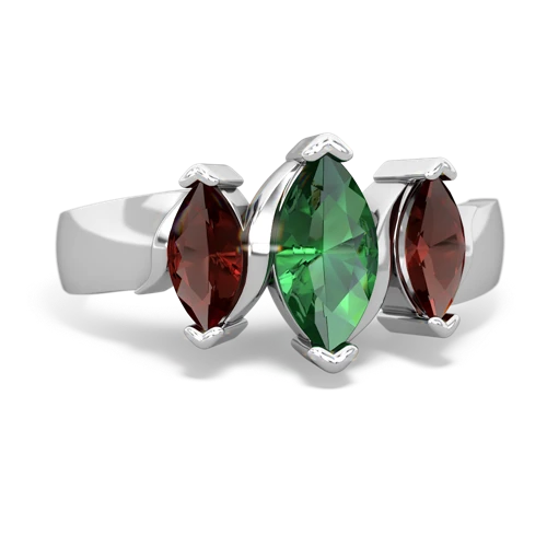Lab Emerald Lab Created Emerald with Genuine Garnet and Genuine Emerald Three Peeks ring Ring