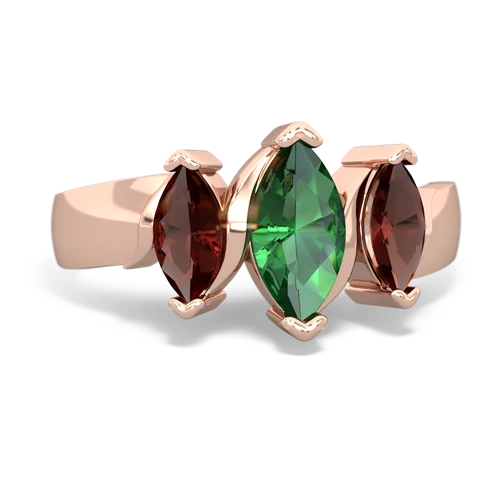 lab emerald-garnet keepsake ring