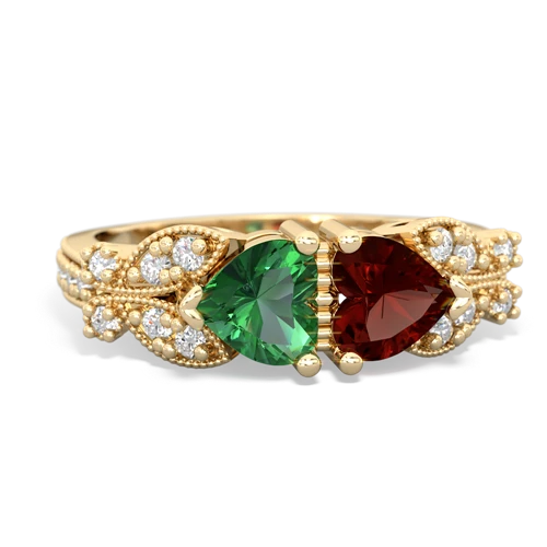 lab emerald-garnet keepsake butterfly ring