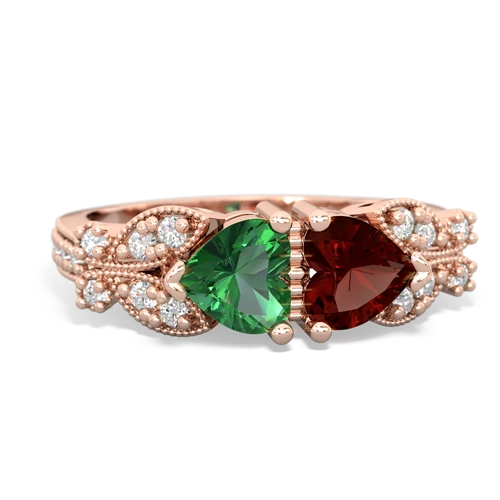 lab emerald-garnet keepsake butterfly ring