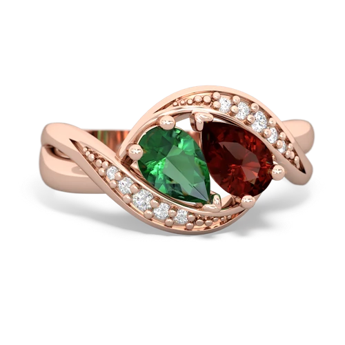 lab emerald-garnet keepsake curls ring