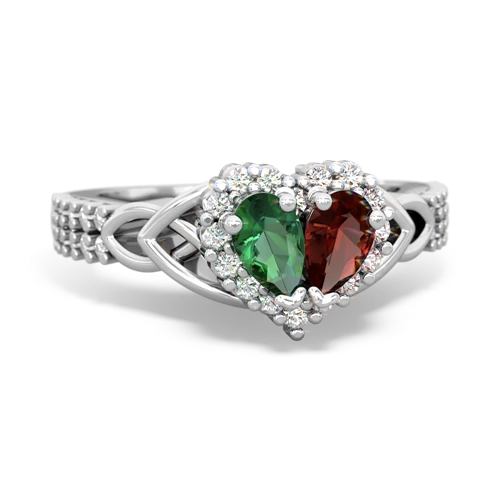 Lab Emerald Lab Created Emerald with Genuine Garnet Celtic Knot Engagement ring Ring