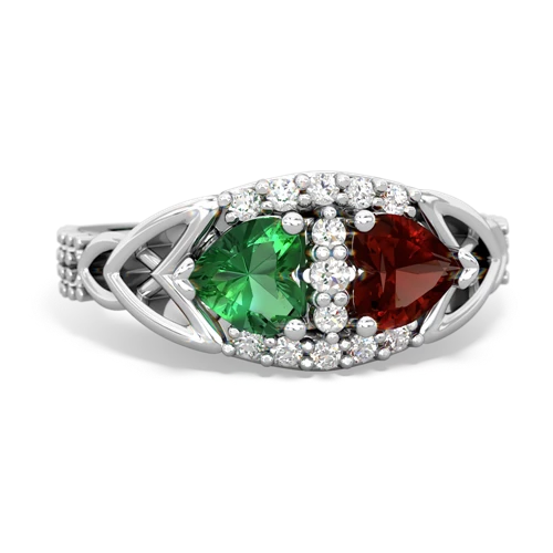 Lab Emerald Lab Created Emerald with Genuine Garnet Celtic Knot Engagement ring Ring
