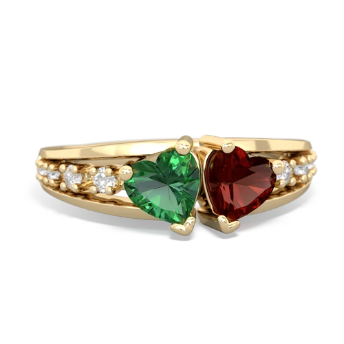 lab emerald-garnet modern ring