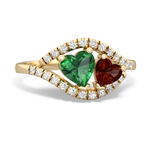 Lab Emerald Lab Created Emerald with Genuine Garnet Mother and Child ring Ring