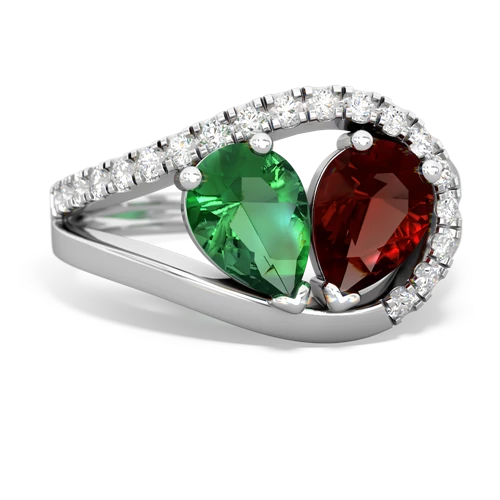 lab emerald-garnet pave heart ring