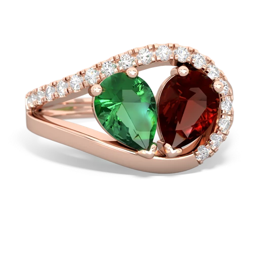 lab emerald-garnet pave heart ring