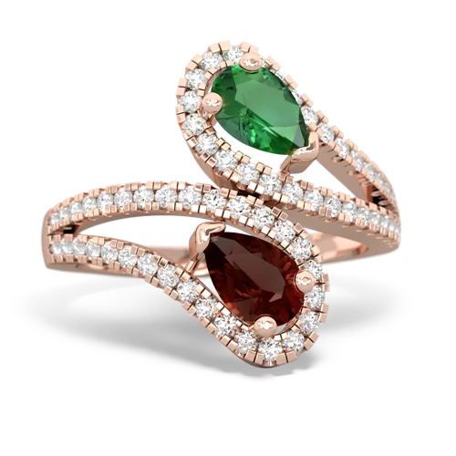 lab emerald-garnet pave swirls ring