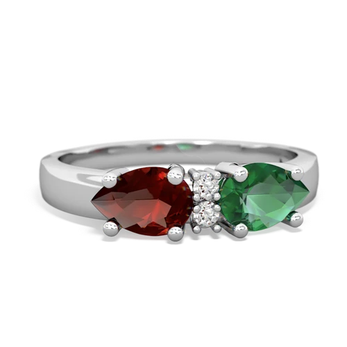 Lab Emerald Lab Created Emerald with Genuine Garnet Pear Bowtie ring Ring