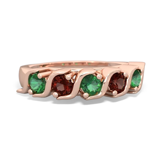 lab emerald-garnet timeless ring