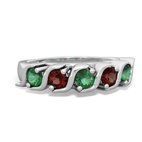 lab emerald-garnet timeless ring