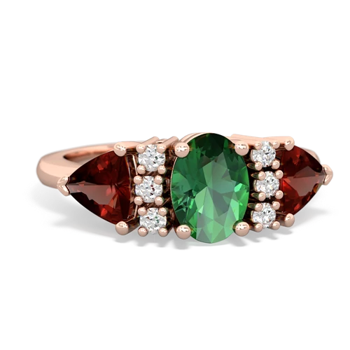 Lab Emerald Lab Created Emerald with Genuine Garnet and Genuine Tanzanite Antique Style Three Stone ring Ring